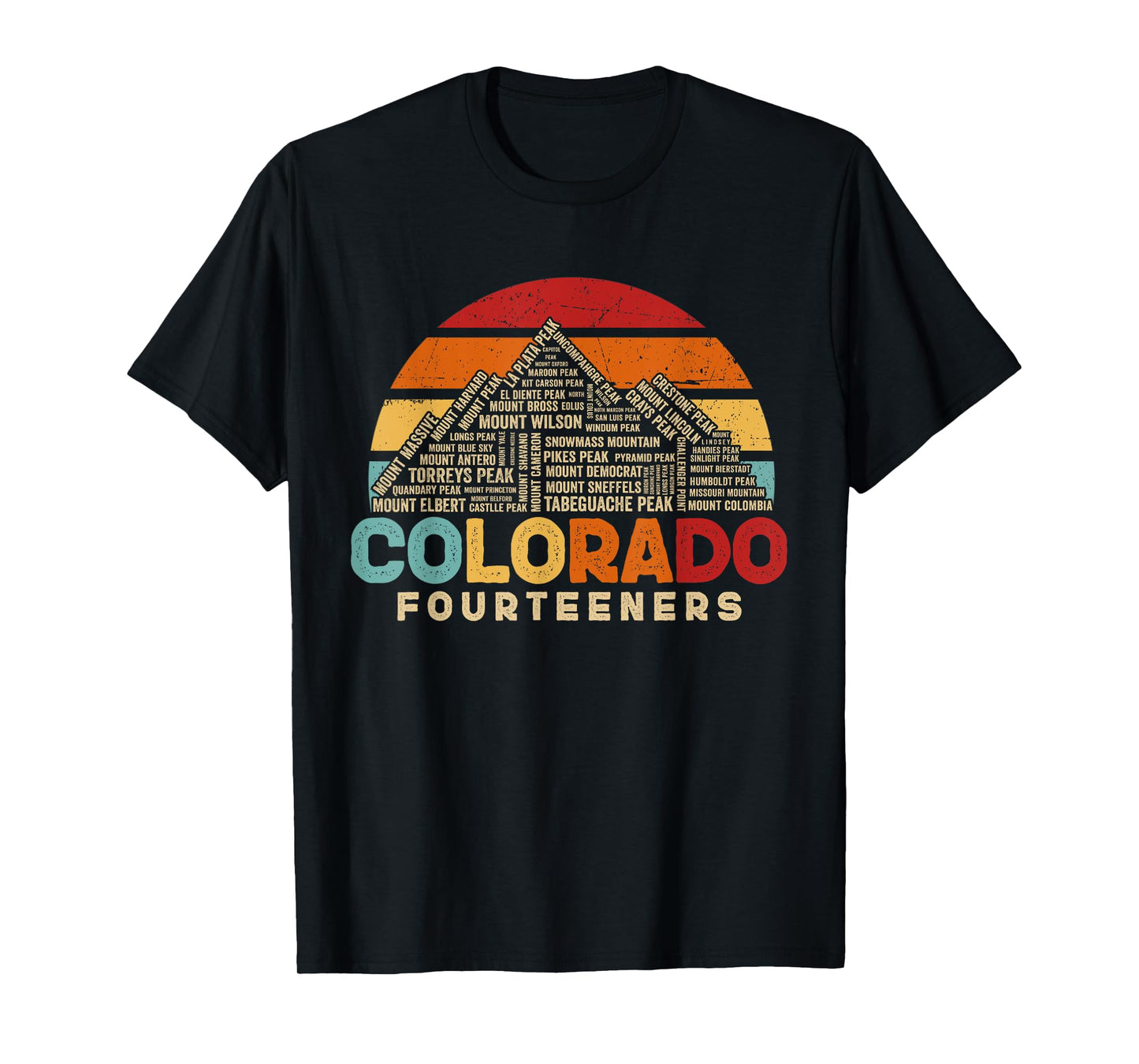 Colorado 14ers Fourteeners Rocky Mountain State Hiker Retro T-Shirt