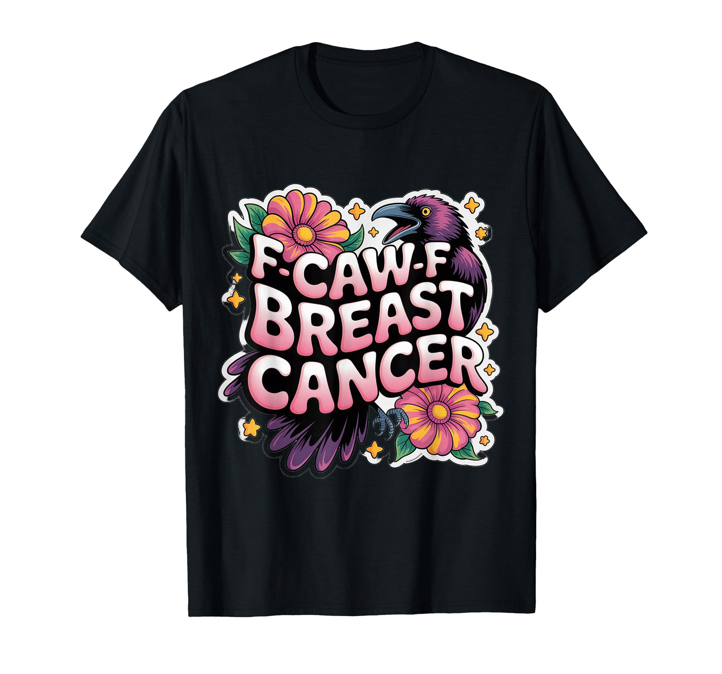 Wavy Retro F-CAW-F Breast Cancer T-Shirt