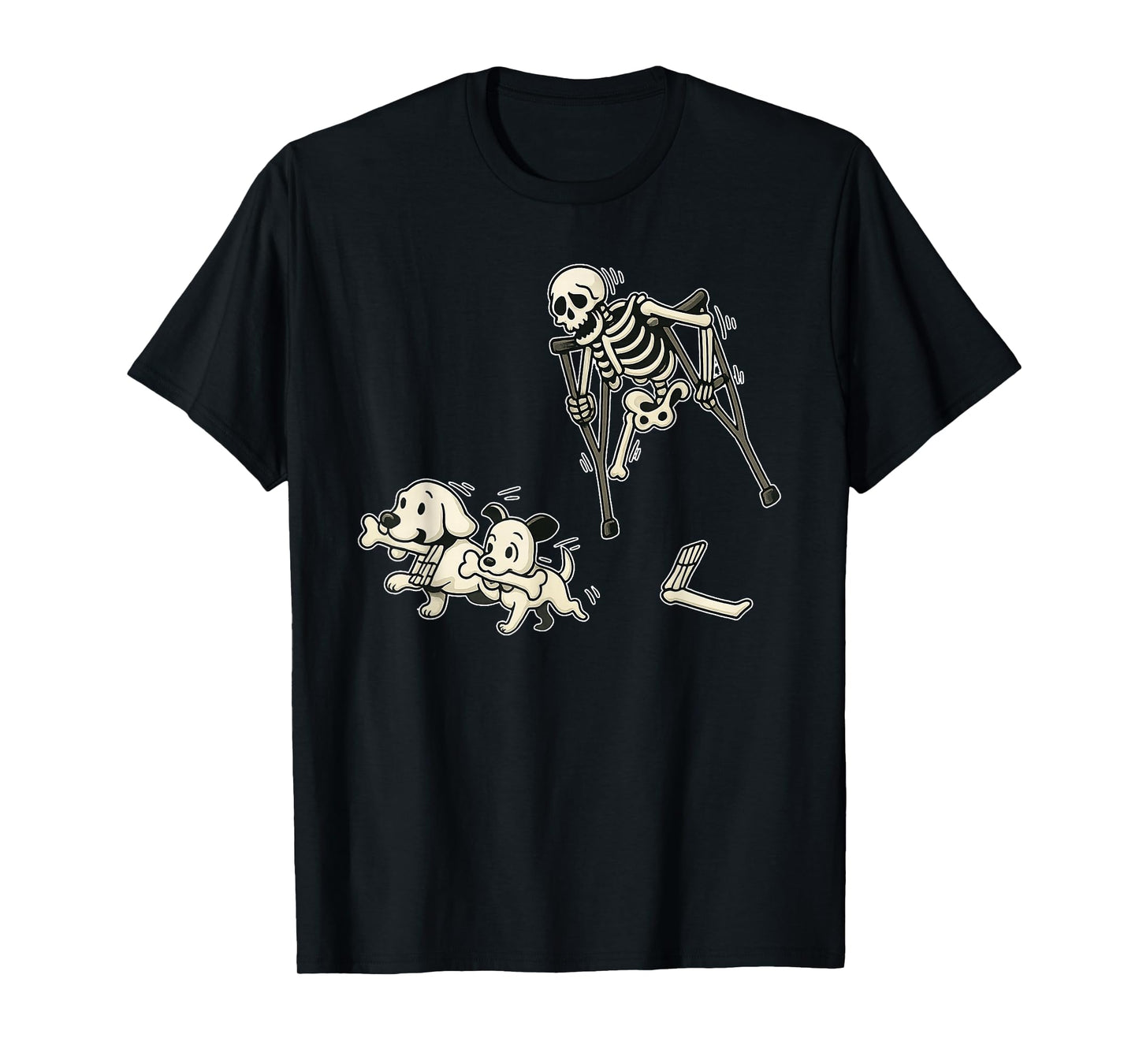 Funny Halloween Skeleton Chasing Dog Spooky Season T-Shirt