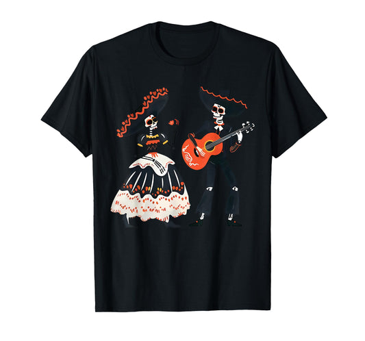 Dia De Los Muertos Dancing Skeletons Guitar Day of The Dead T-Shirt