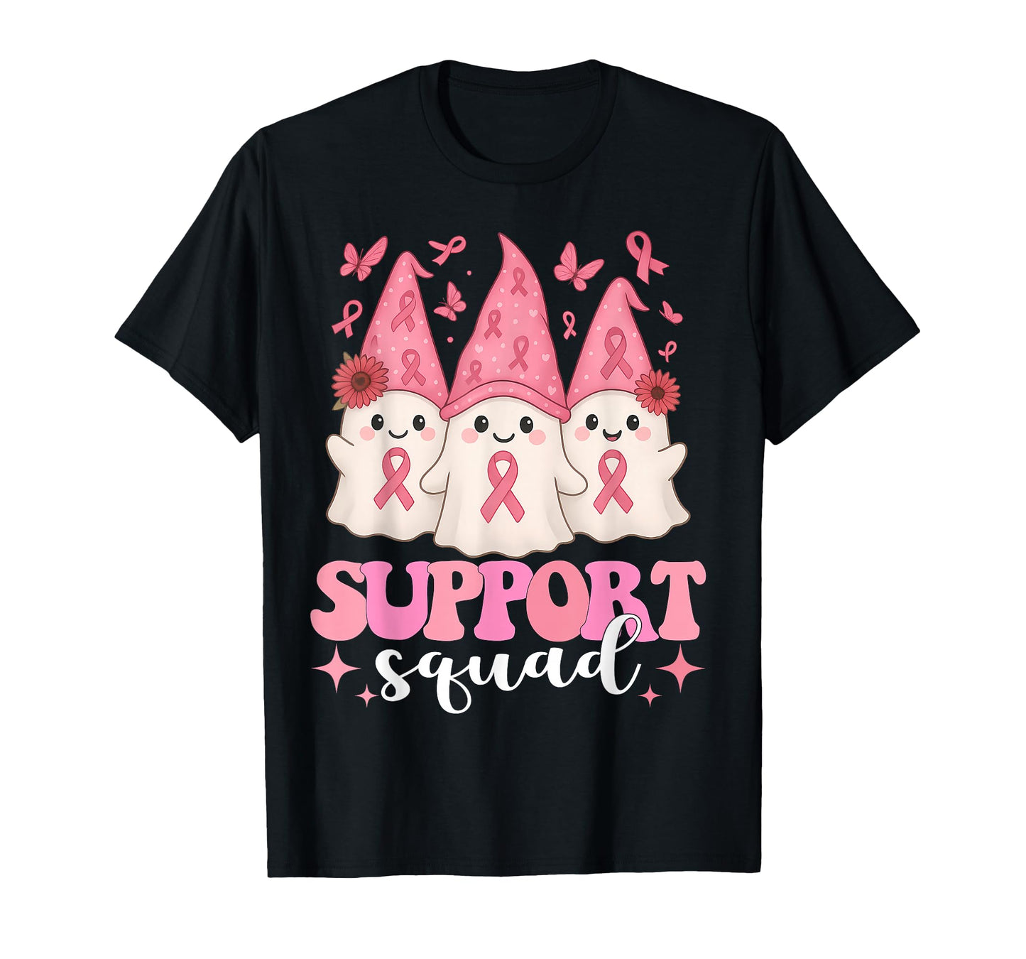 Halloween Ghost Pink Support Squad Breast Cancer Awareness T-Shirt