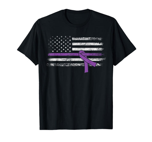 Pancreatic Cancer Awareness American Flag T-Shirt T-Shirt