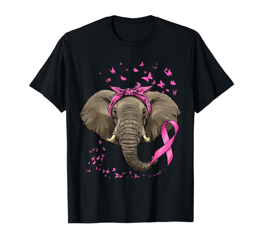 Elephant Breast Cancer Awareness Pink Ribbon Cancer Survivor T-Shirt