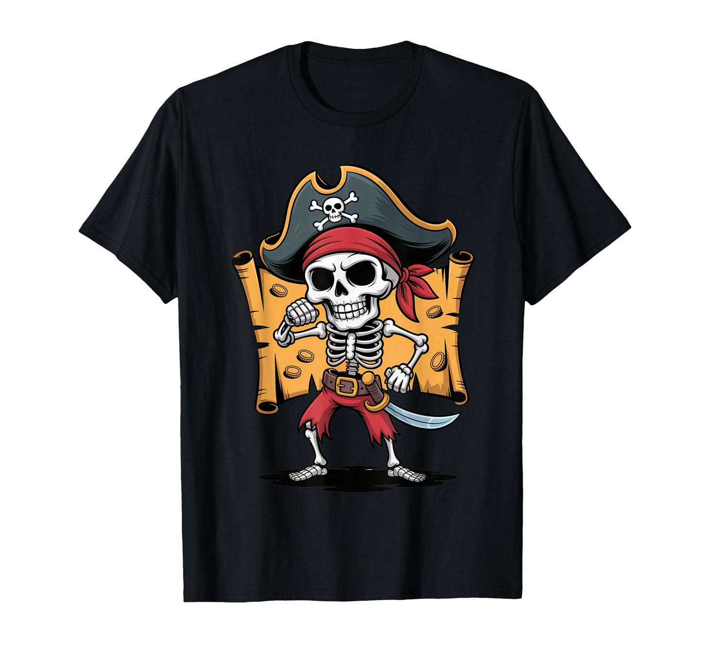 Spooky Pirate Skeleton Halloween Costume Skull Jolly T-Shirt