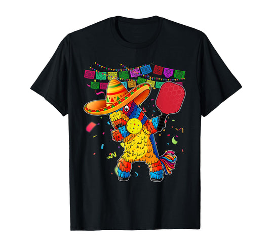 Dabbing Pinata Sombrero Pickleball Player Fan Cinco De Mayo T-Shirt