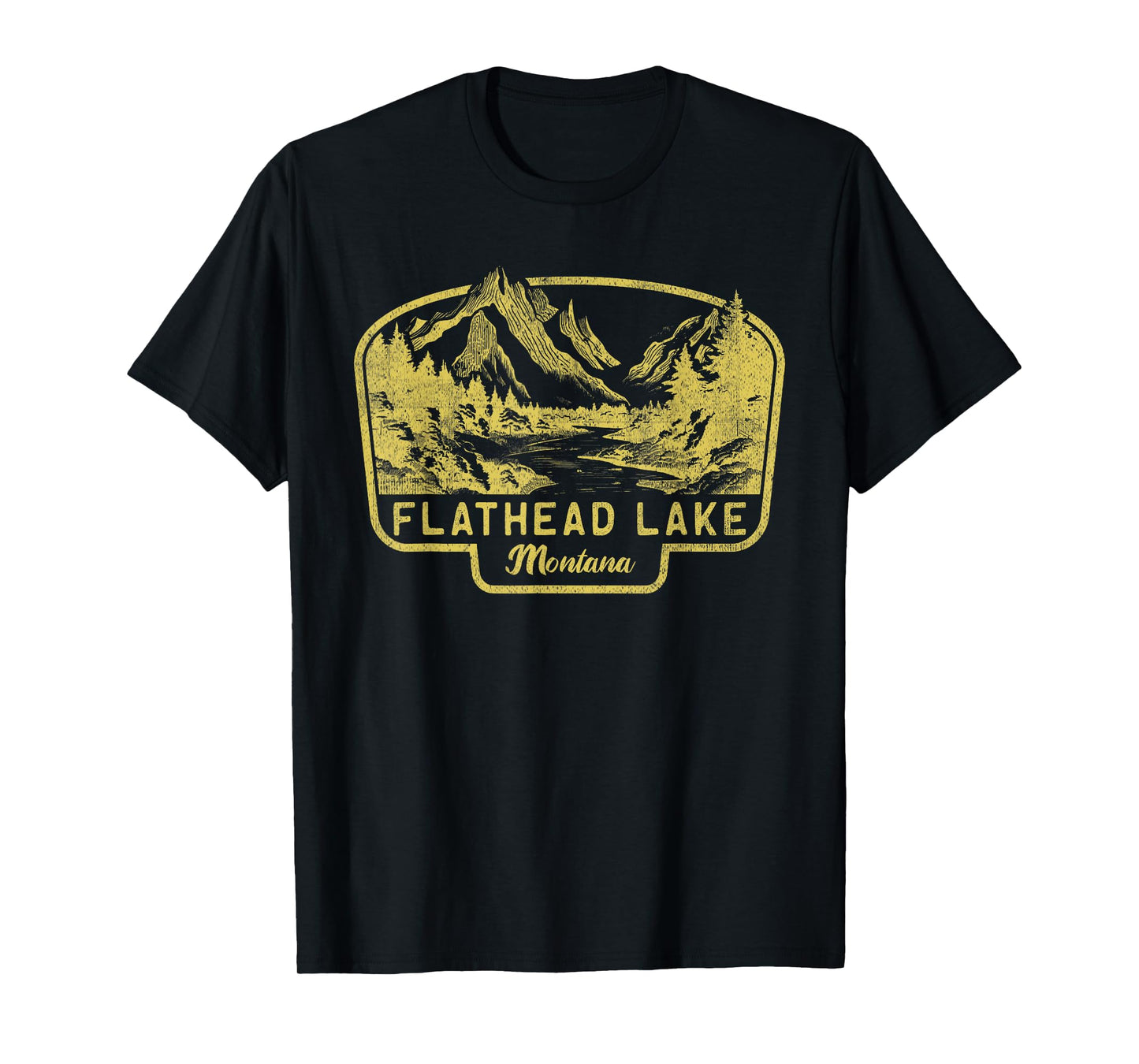Flathead Lake Mountains Montana Hiking Outdoors Vintage T-Shirt