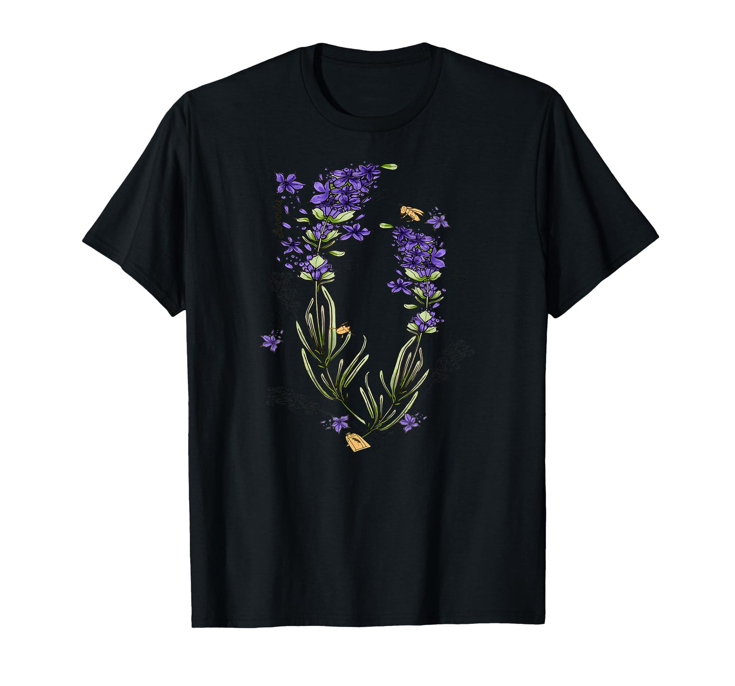 Lavender Purple Flowers Herb Field Botanical Stems T-Shirt