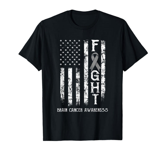 Brain Cancer Warrior US Flag T-Shirt