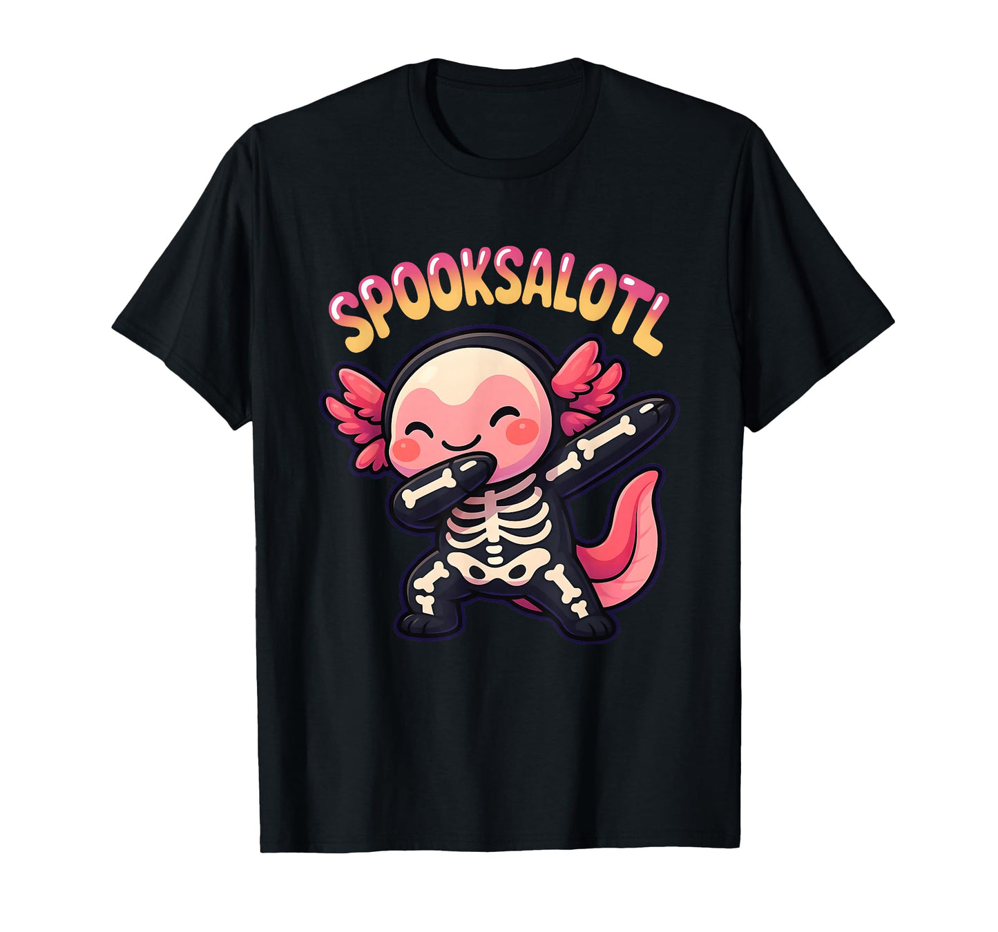 Spooksalotl Skeleton Axolotl Dancing Halloween X-ray Costume T-Shirt