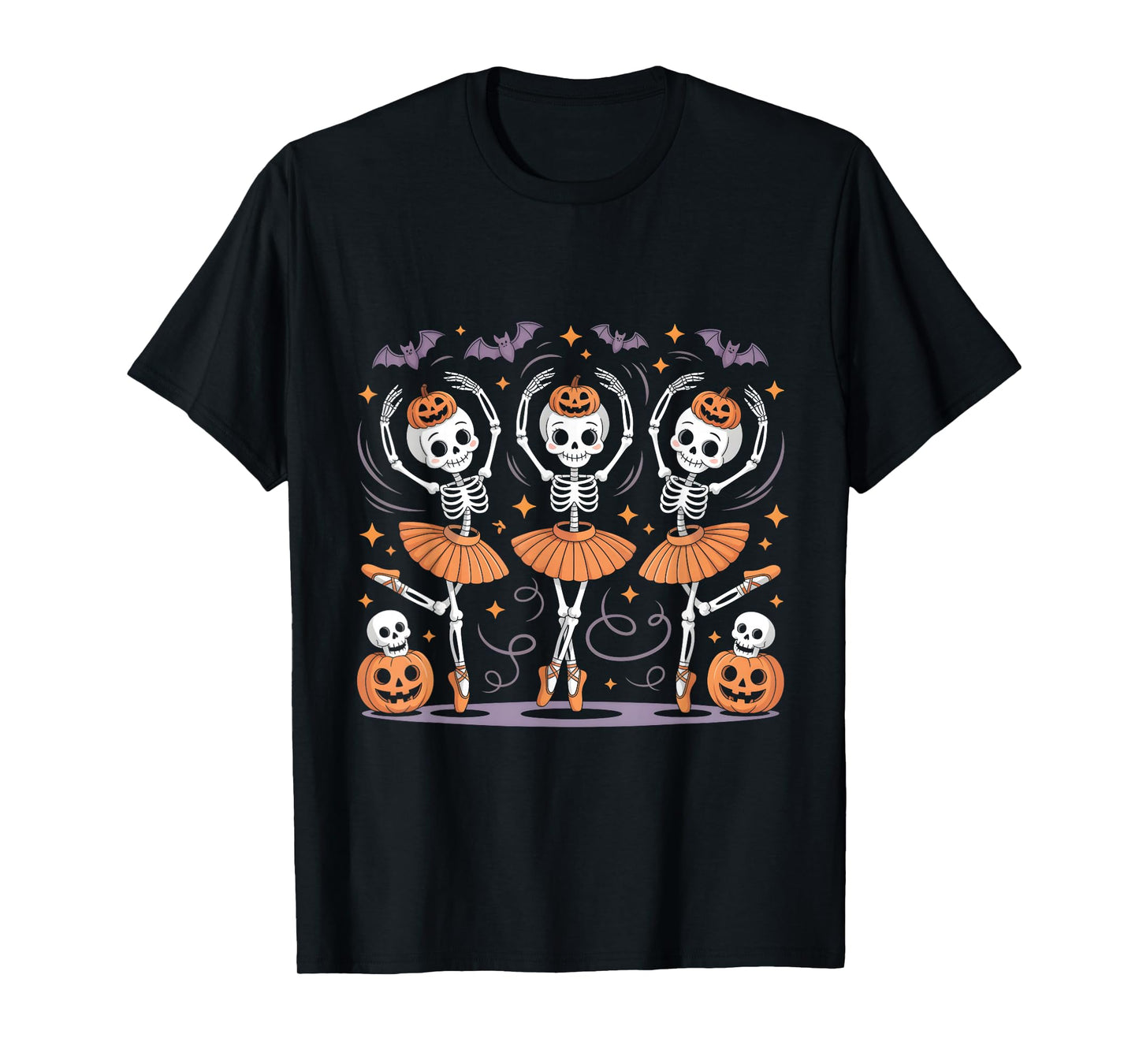 Ballet Pumpkin Skeleton Scary Halloween Men Women Boys Girl T-Shirt
