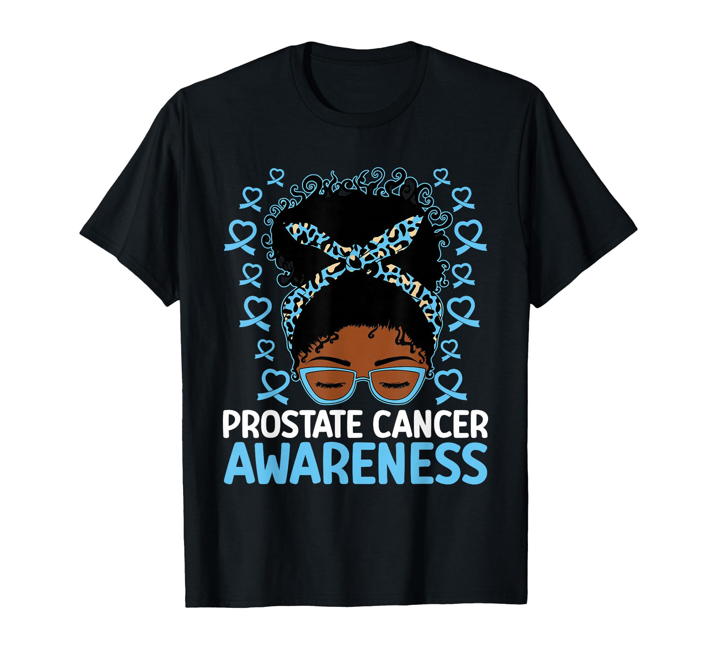 Prostate Cancer Awareness African American Messy Bun T-Shirt