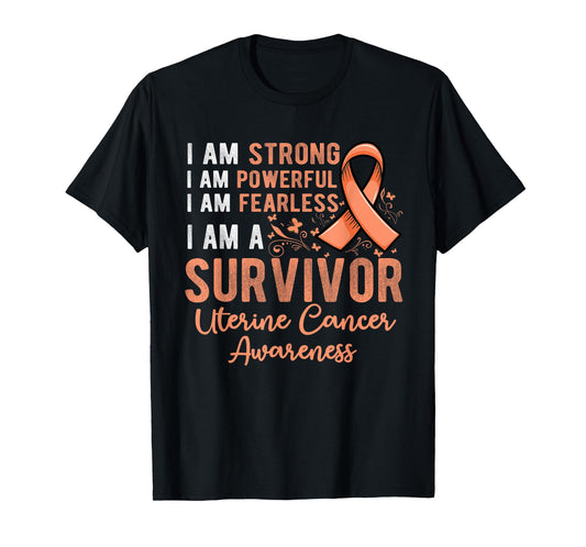 Peach ribbon support survivor of uterine cancer awareness T-Shirt