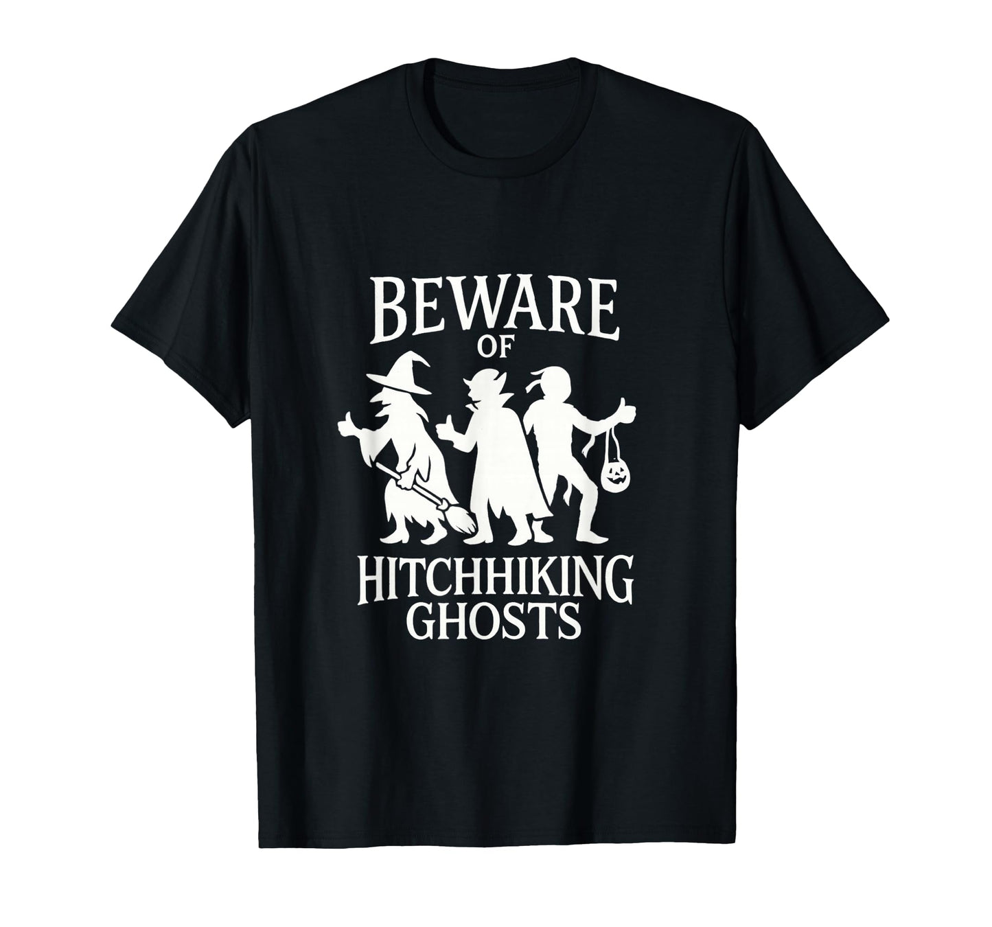 Beware of Hitchhiking Ghosts Vintage Spooky Season Design T-Shirt