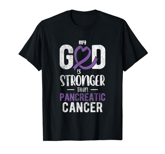 My God Stronger Than Pancreatic Cancer Awareness T-Shirt