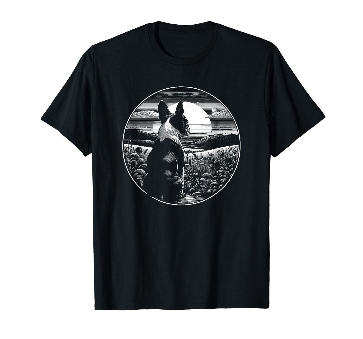 Boston Terrier Dog Nature Scene Graphic Art Design T-Shirt