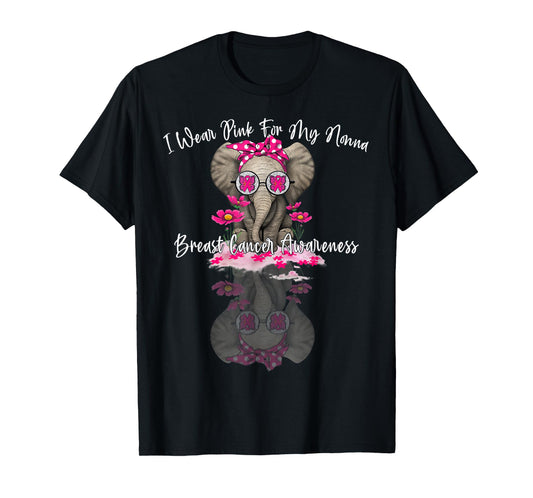 mb I Wear Pink For My Nonna Elephant Breast Cancer T-Shirt