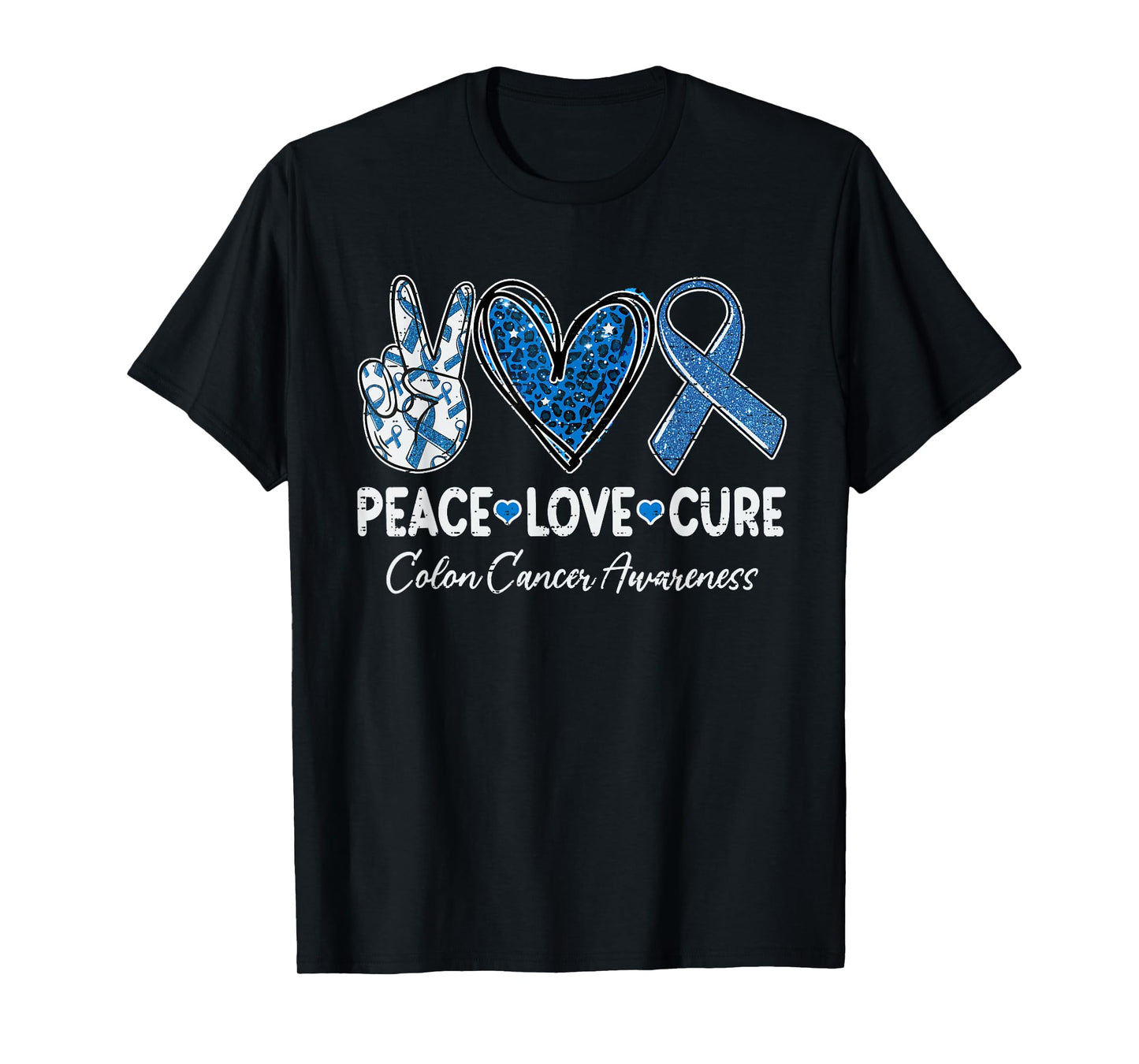 Peace Love Cure Colorectal Colon Cancer Awareness Support T-Shirt