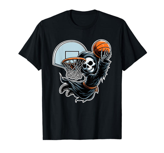 Grim Reaper Basketball Player Funny Halloween T-Shirt