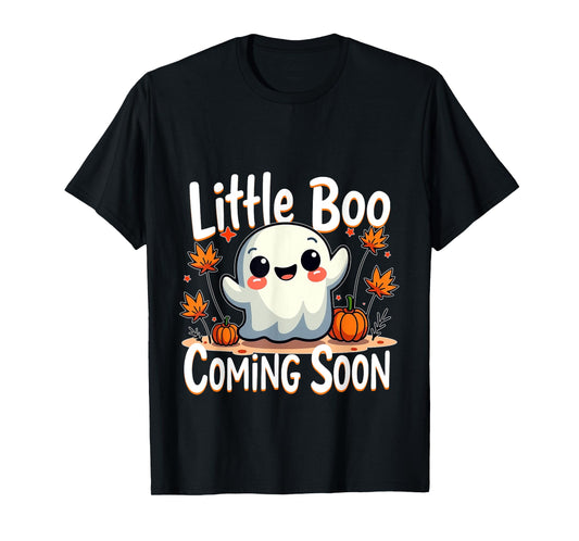 Little Boo Funny and Cute Halloween Pregnancy Announcement T-Shirt