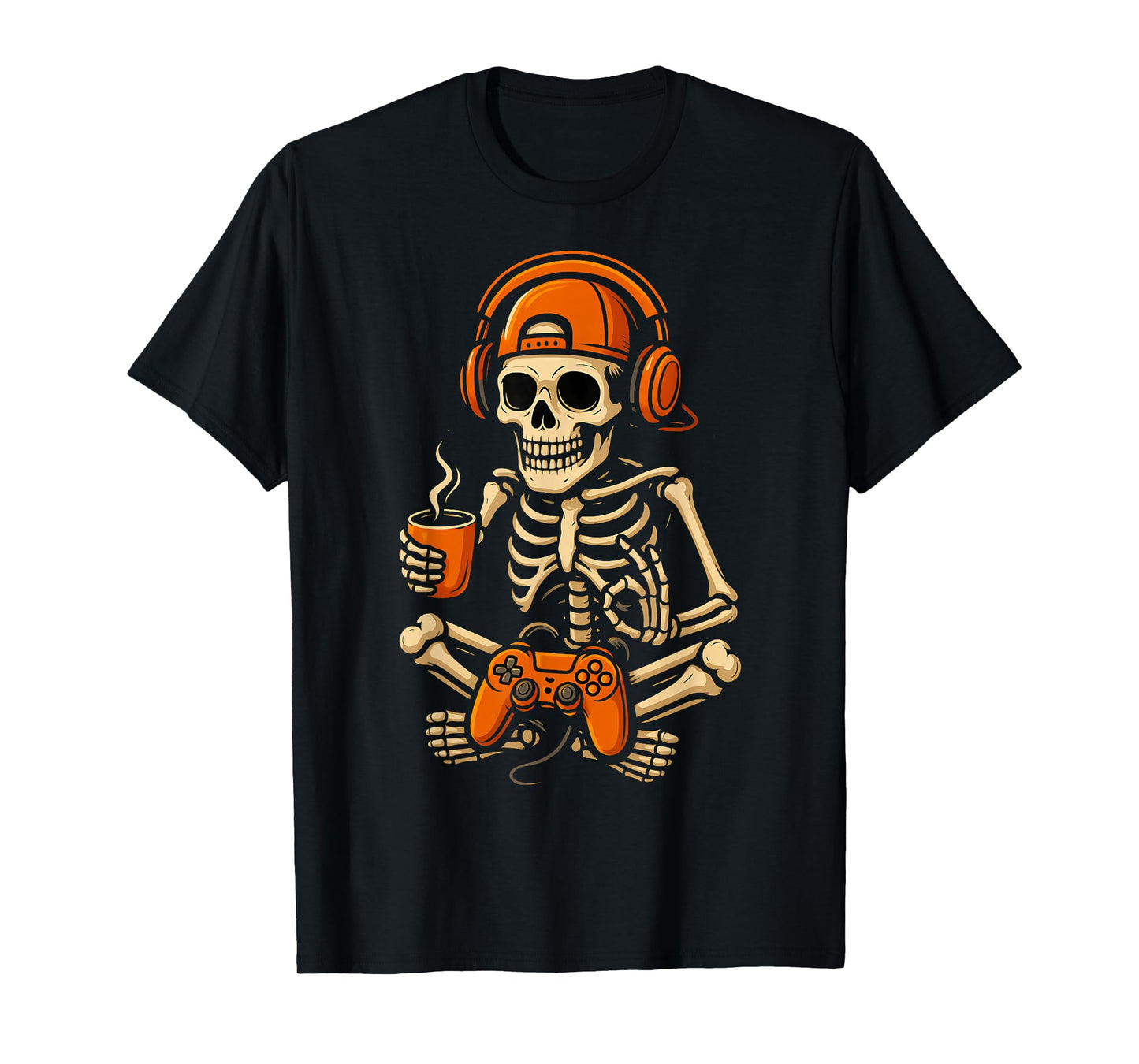 Funny Halloween Skeleton Gamer Video Gaming Coffee T-Shirt