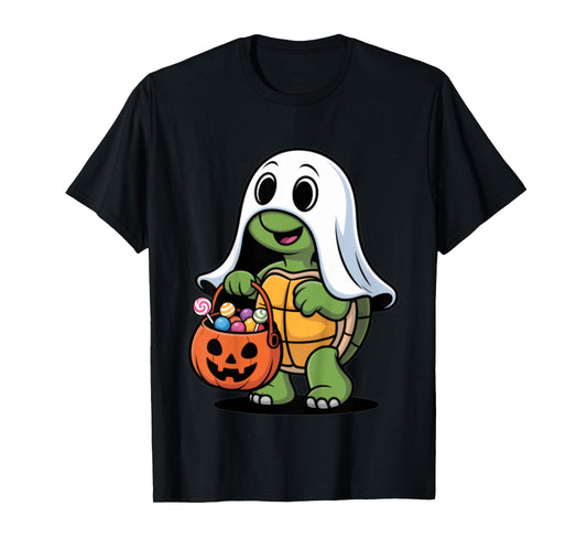 Cute Ghost Turtle with Candy Funny Halloween T-Shirt