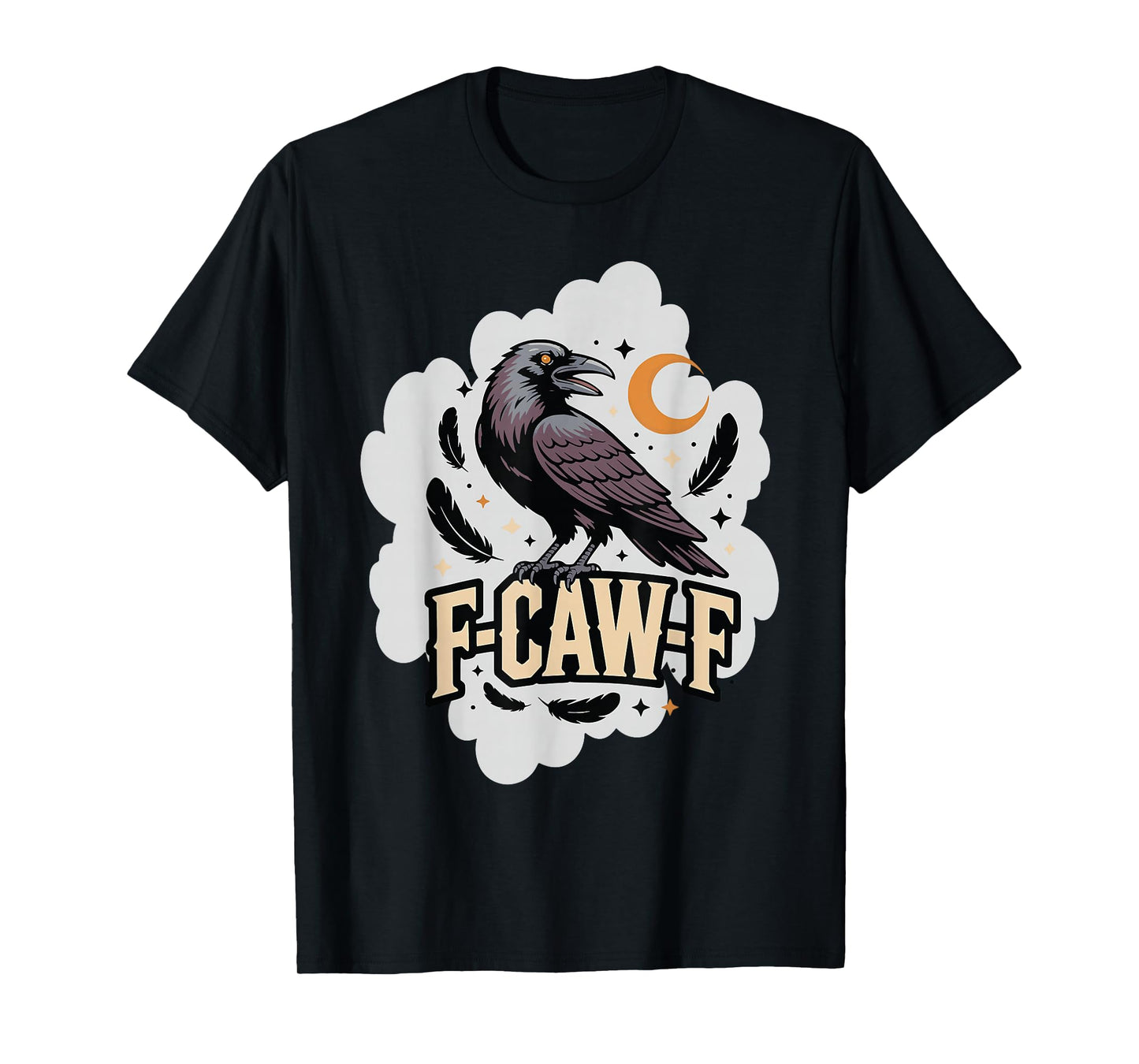 F-CAW-F Fierce Raven Graphic Spooky Bird Illustration Art T-Shirt