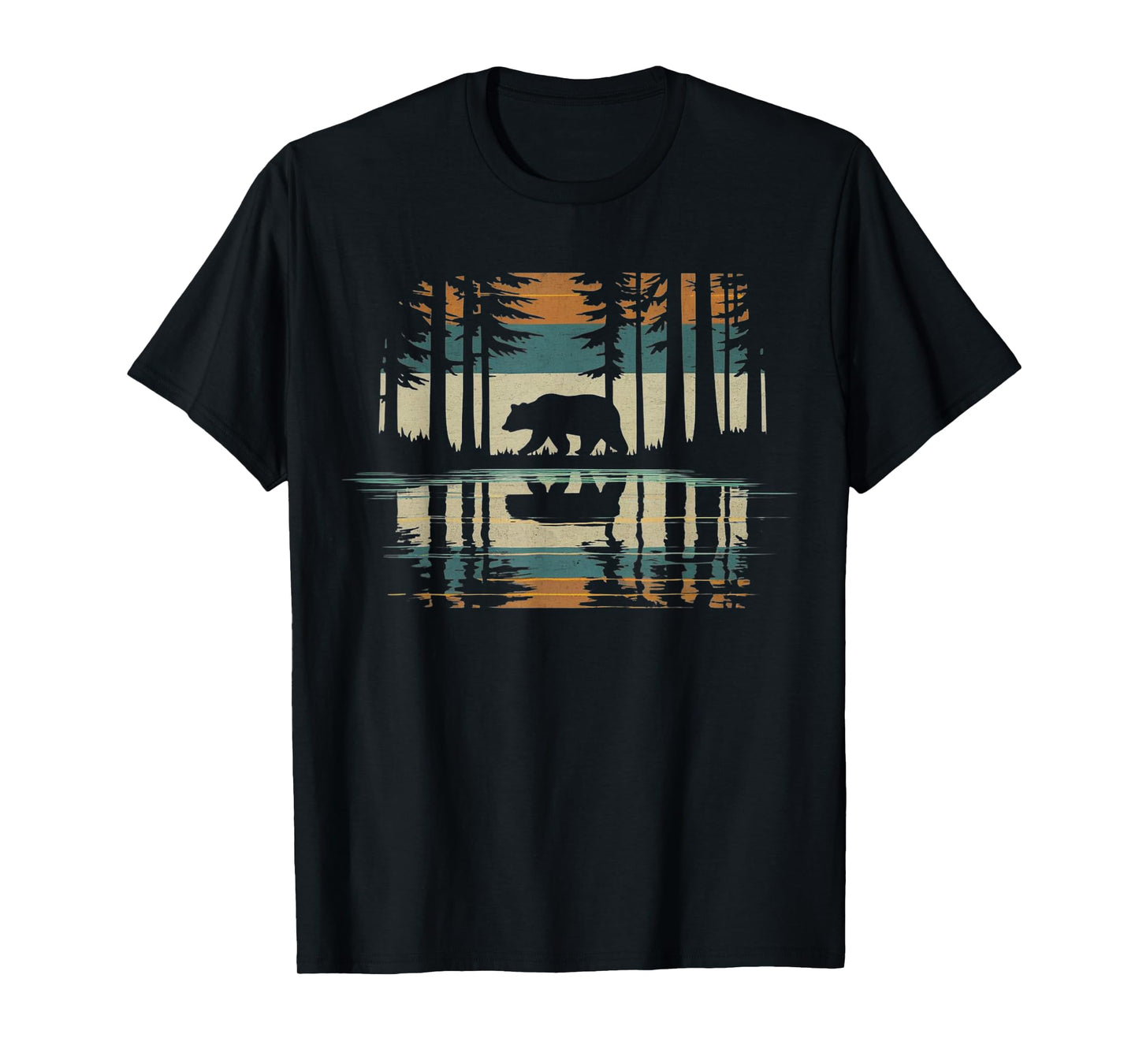 Trees Reflection Wild Forest Nature Animal Bear Outdoor T-Shirt