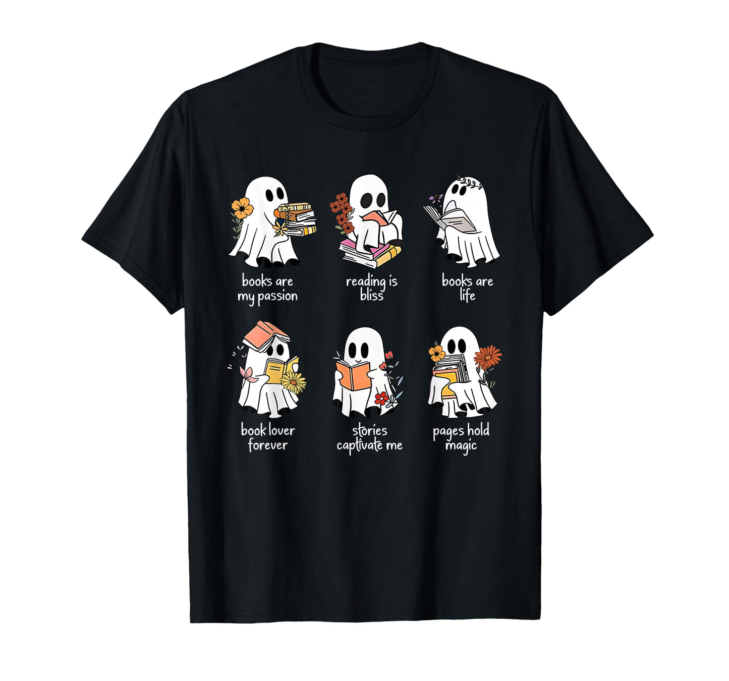 Halloween Books Are My Passion Ghost Reader Spooky Season T-Shirt