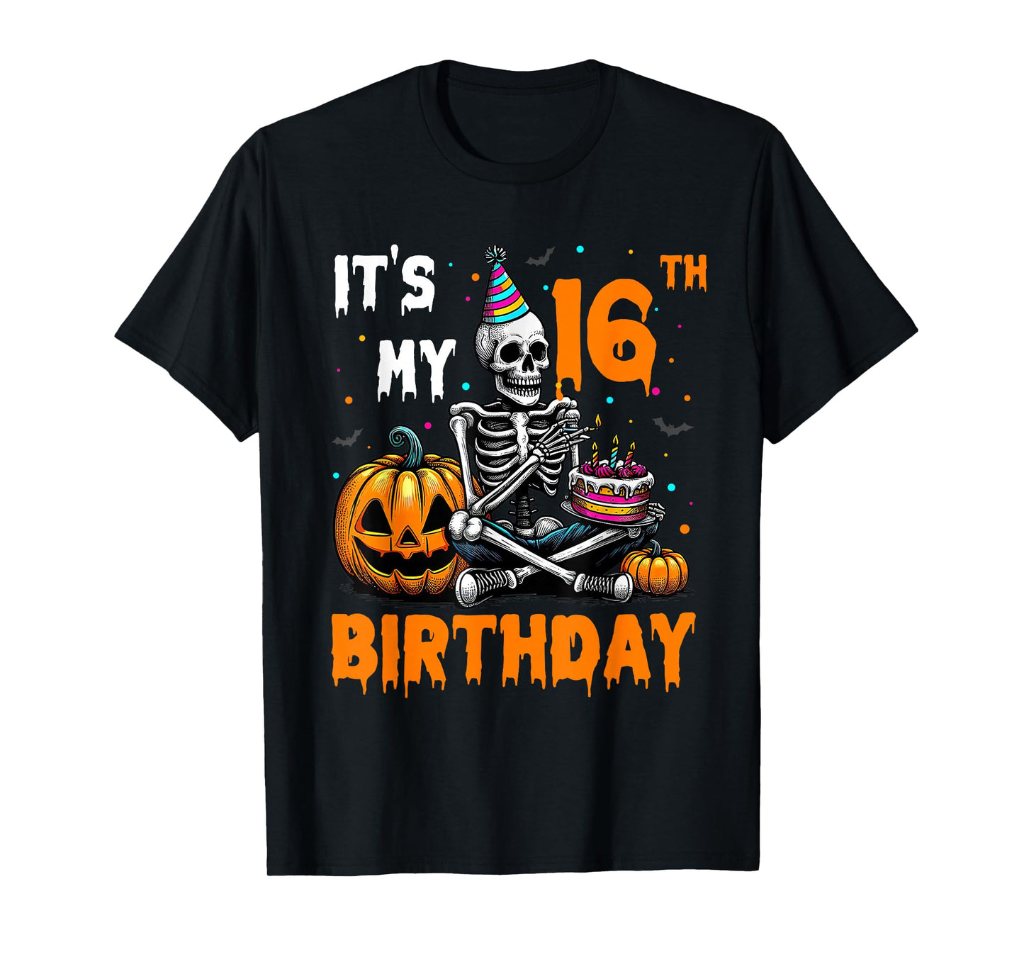 Skeleton 16th Birthday Halloween Party Kids 16 Years Gift T-Shirt