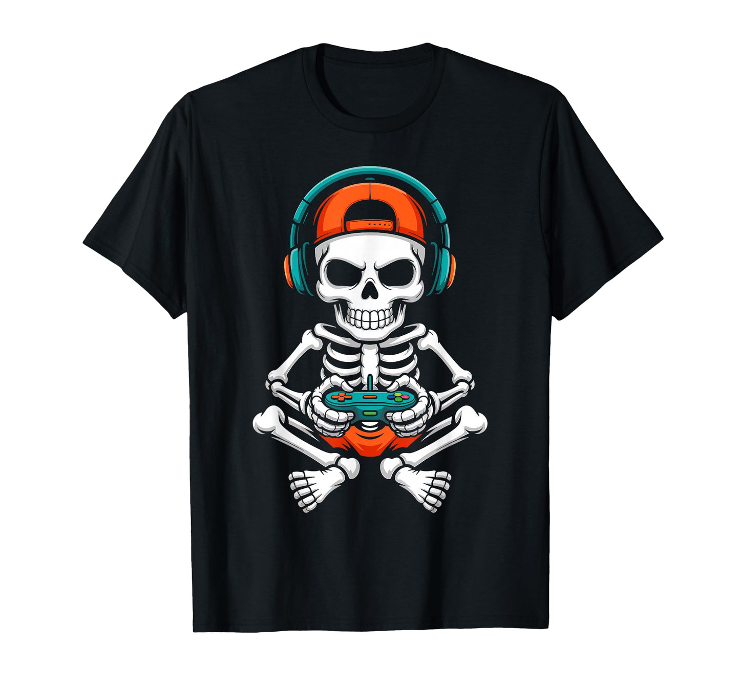 Halloween Skeleton Gamer Video Gaming Boys Men Kids T-Shirt