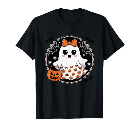Cute Boo Ghost Halloween Spooky Pumpkin Retro Vibe T-Shirt