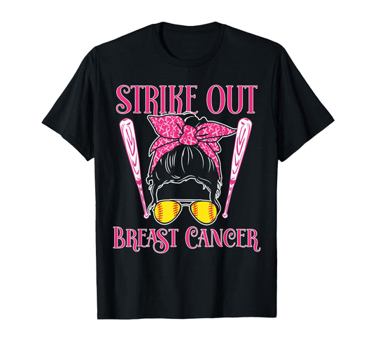 Breast Cancer Awareness - Softball Strike Out Pink Ribbon T-Shirt
