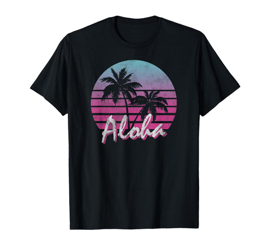 Aloha Hawaii Hawaiian Island Palm Beach Surf Vintage T-Shirt for Men Women Kids