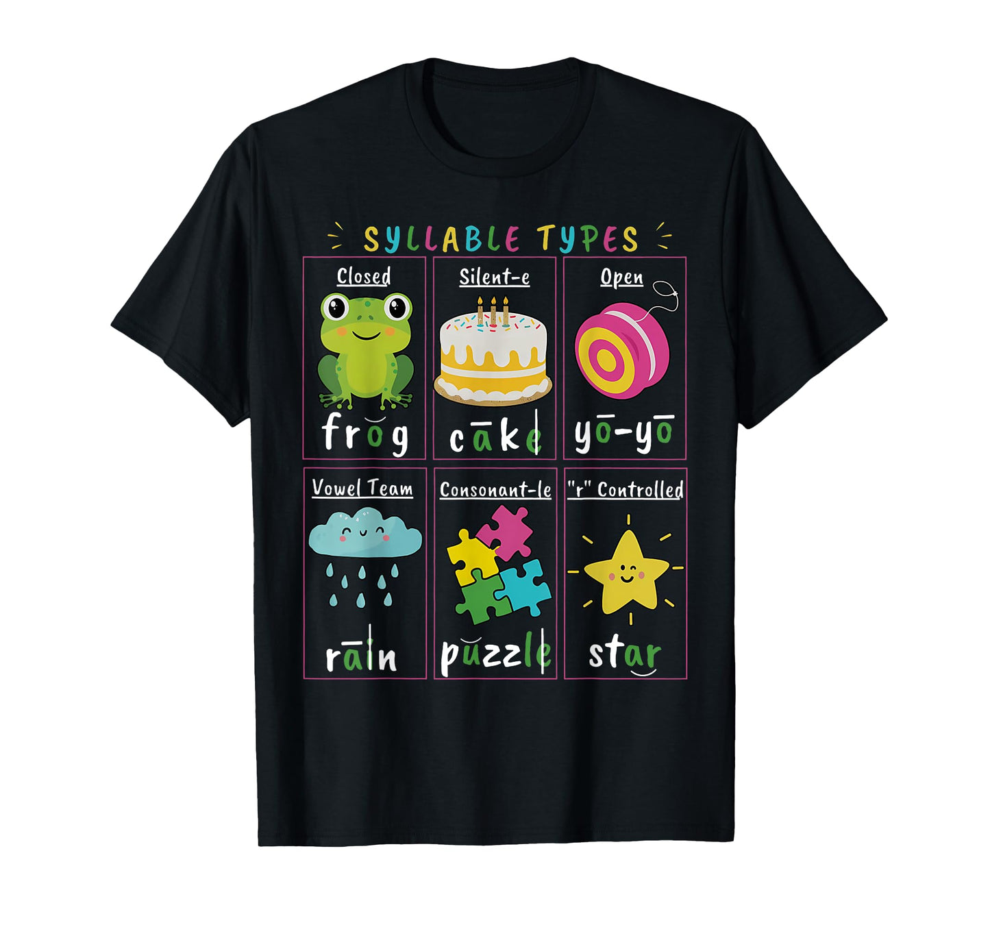 Reading Teacher Syllable Types Phonics Phonemic Awareness T-Shirt