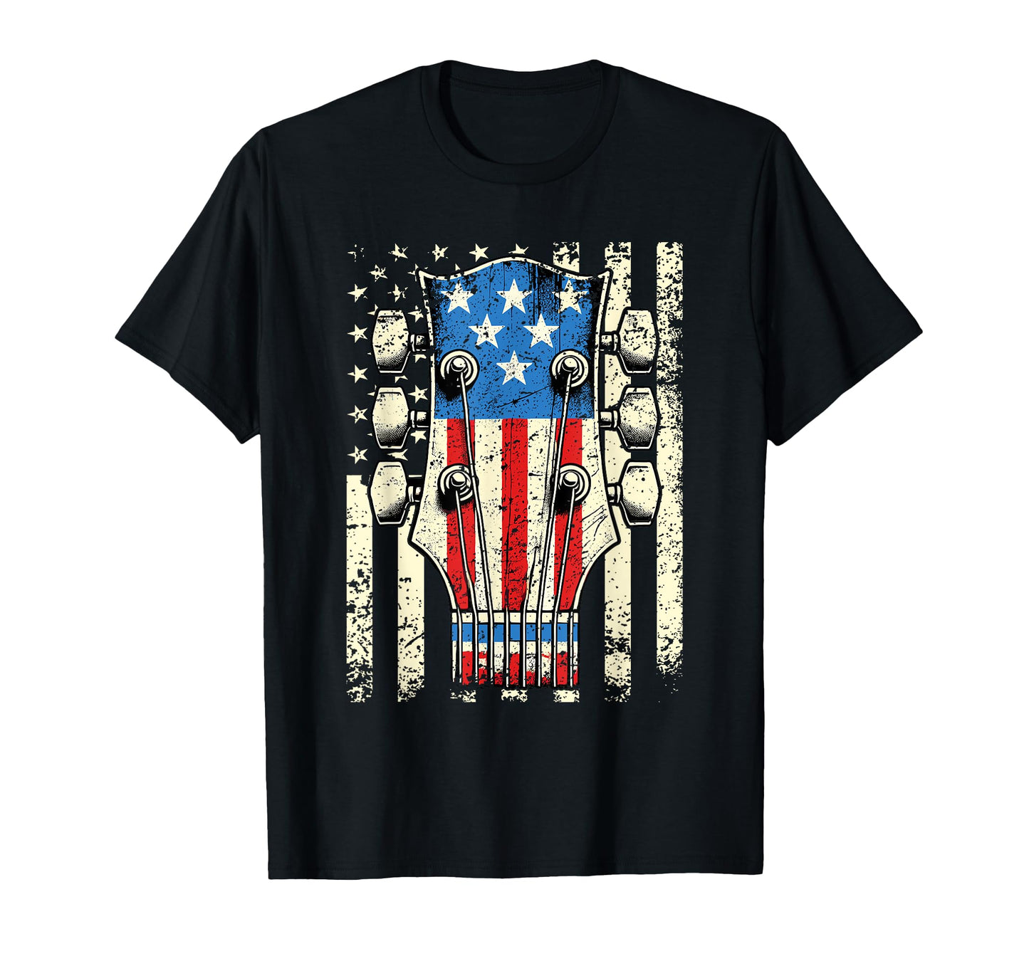 American Flag Electric Bass Guitar Player Musician Vintage T-Shirt