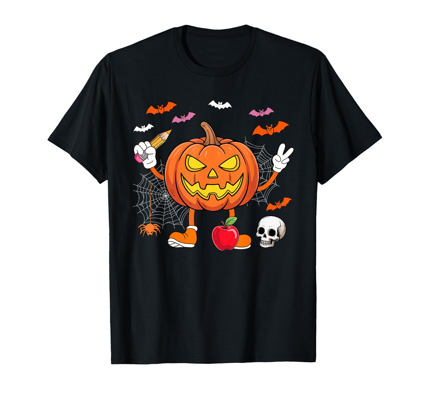 Teacher Job Horror Carved Pumpkin Halloween Costume Team T-Shirt