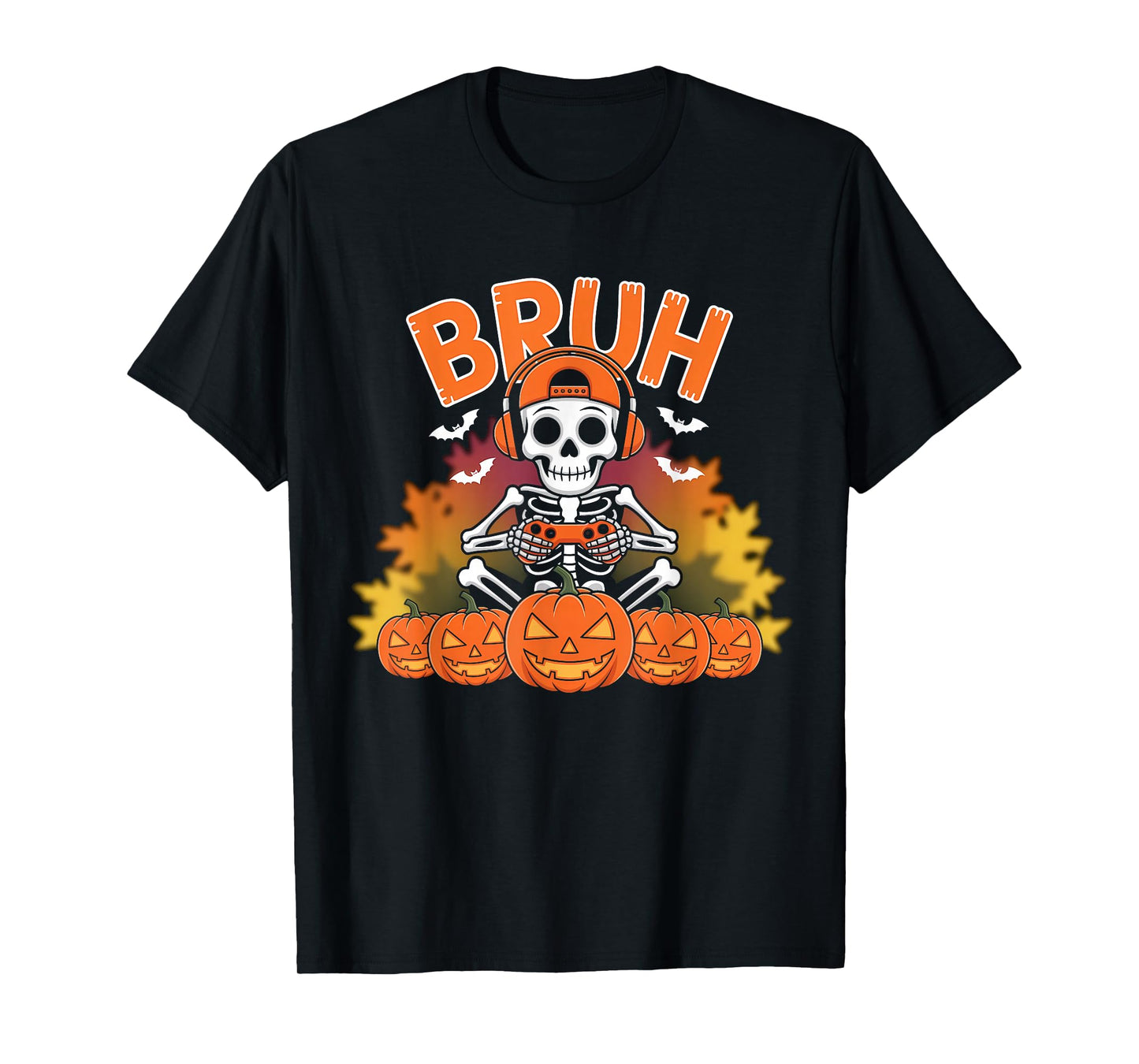 Halloween Skeleton Video Gaming Gamer Men Teens Boys Youths T-Shirt