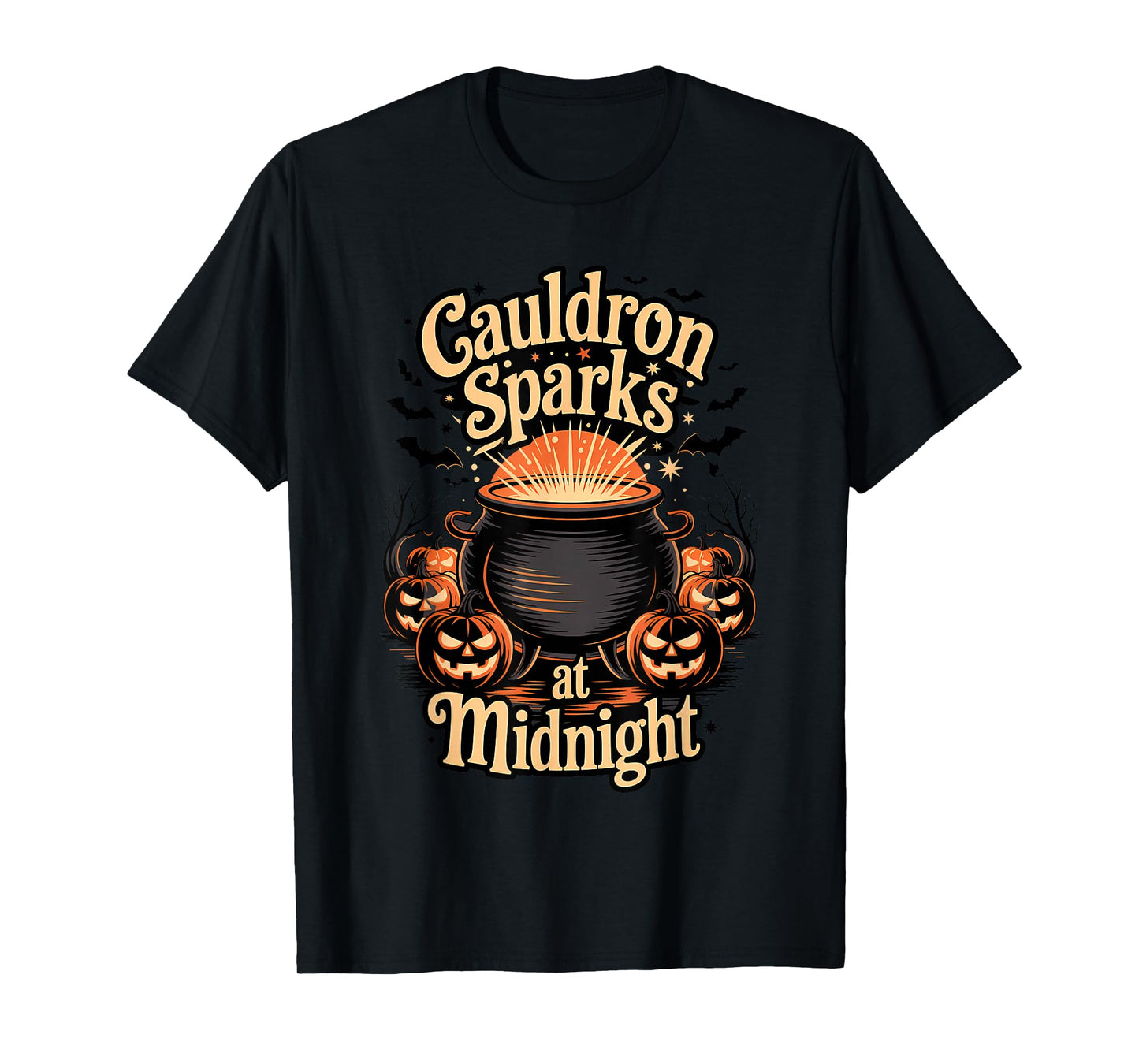Cauldron Sparks at Midnight Funny Magic Halloween T-Shirt