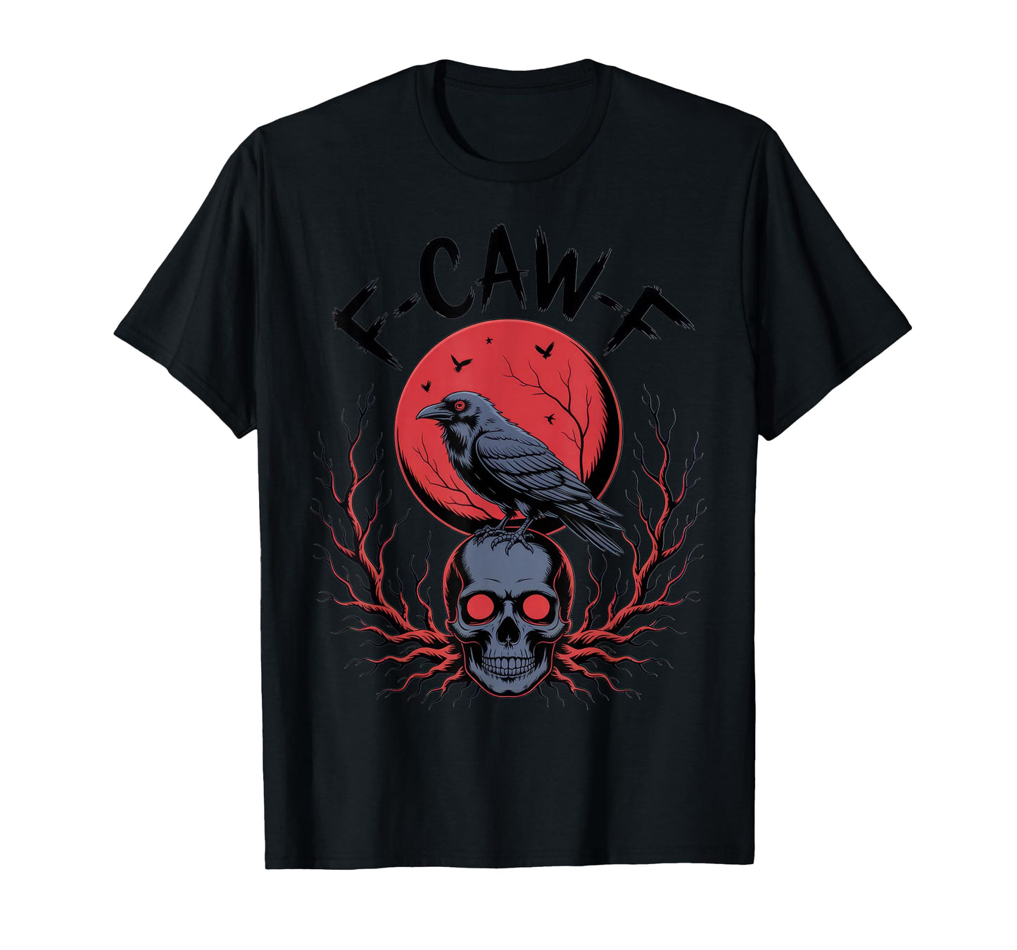 F-CAW-F Raven Skull Art for Halloween Enthusiasts T-Shirt