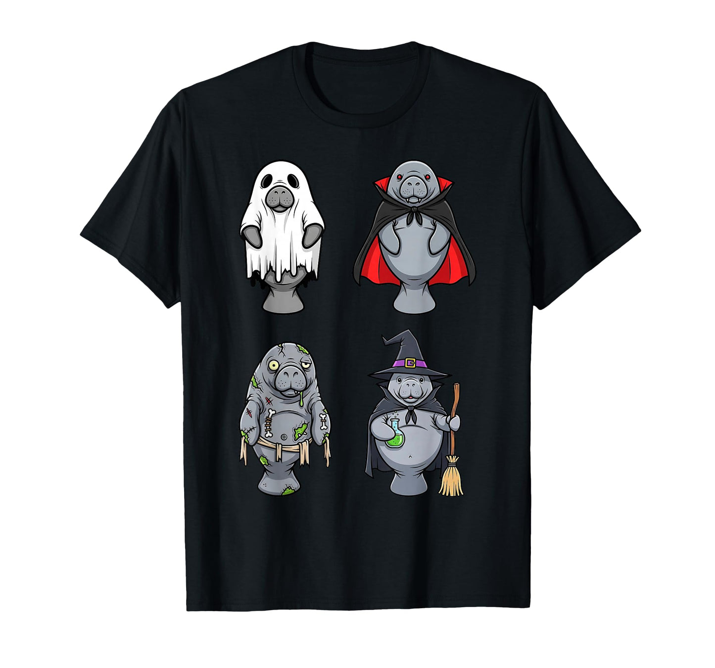 Funny Manatee Ghost Witch Zombie Vampire Halloween Costume T-Shirt