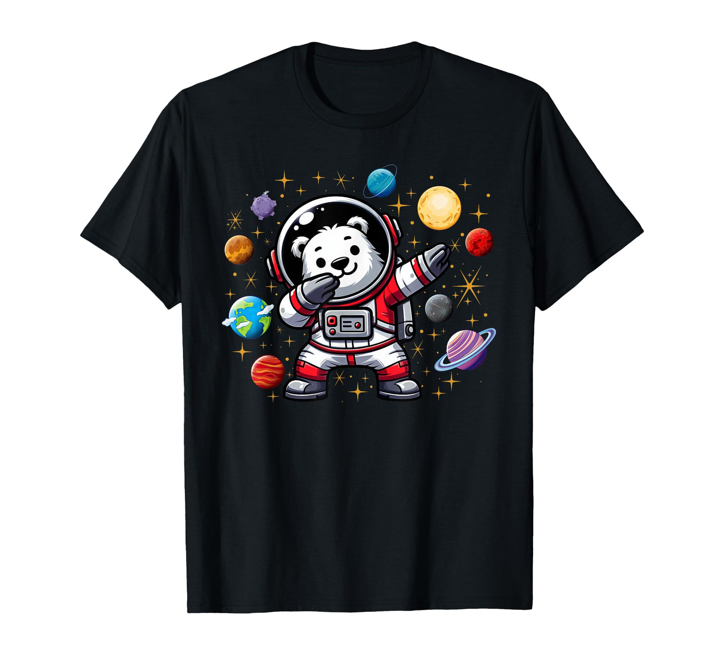 Polar Bear Astronaut Dabbin In Space Cosmic Galaxy Adventure T-Shirt