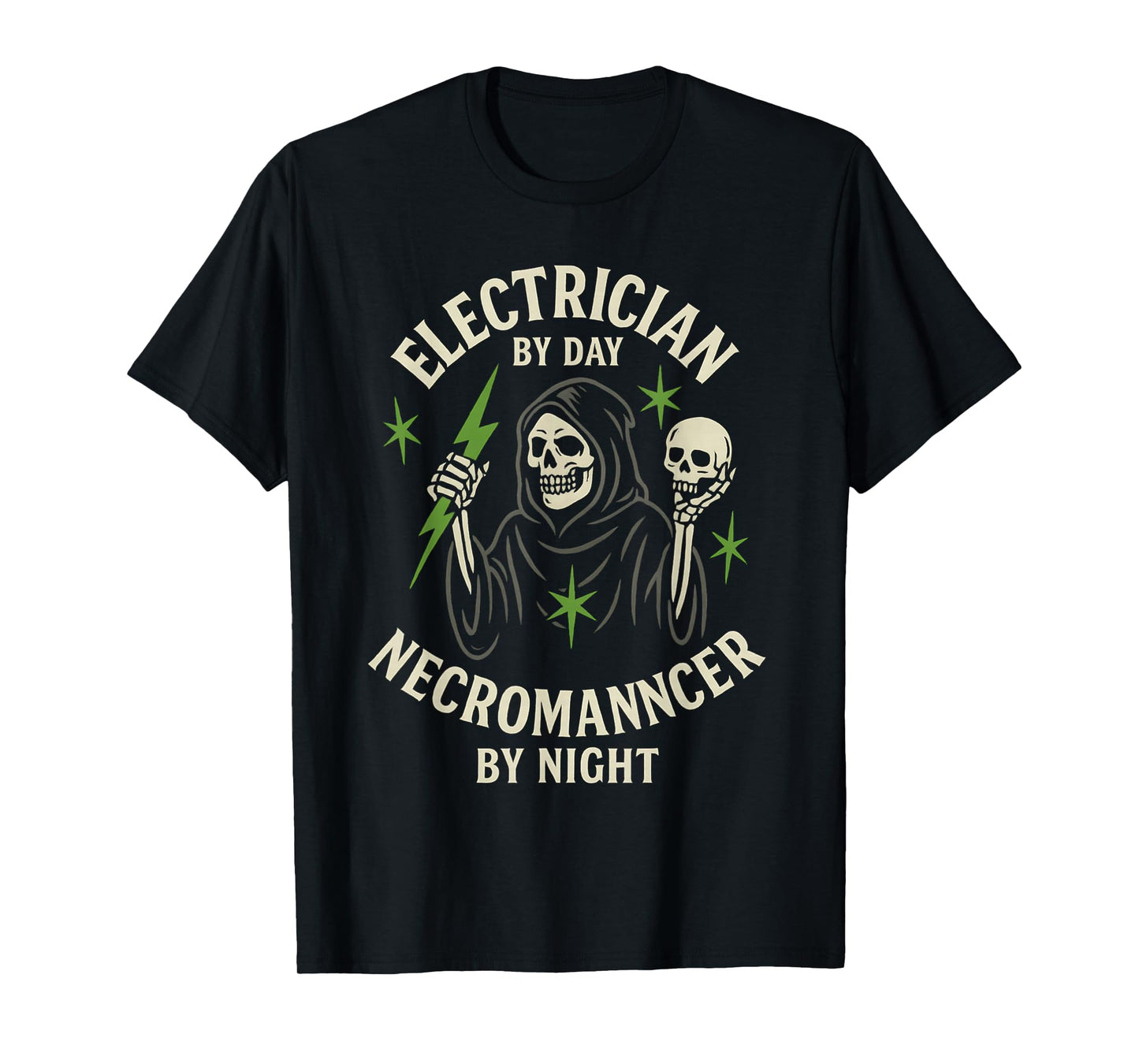 Electrician by Day Necromancer by Night Halloween T-Shirt