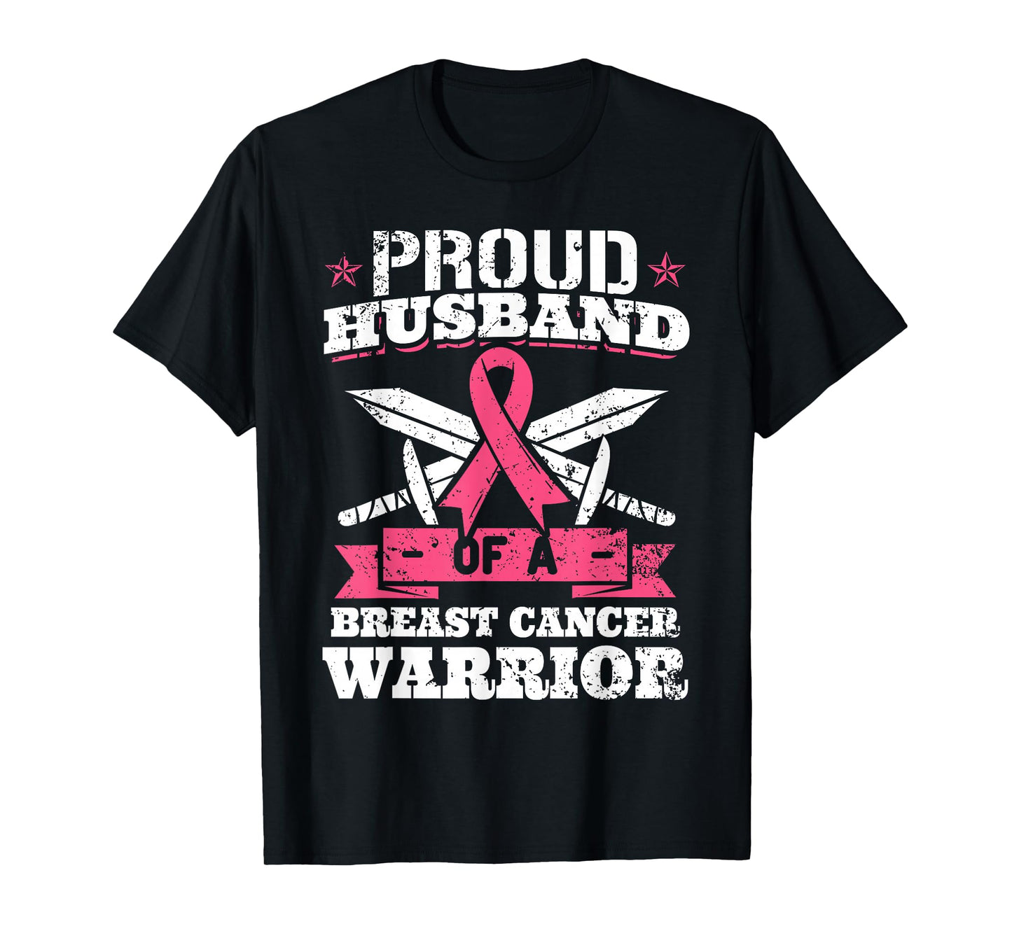 Proud Husband Of Breast Cancer Warrior Pink Awareness Ribbon T-Shirt