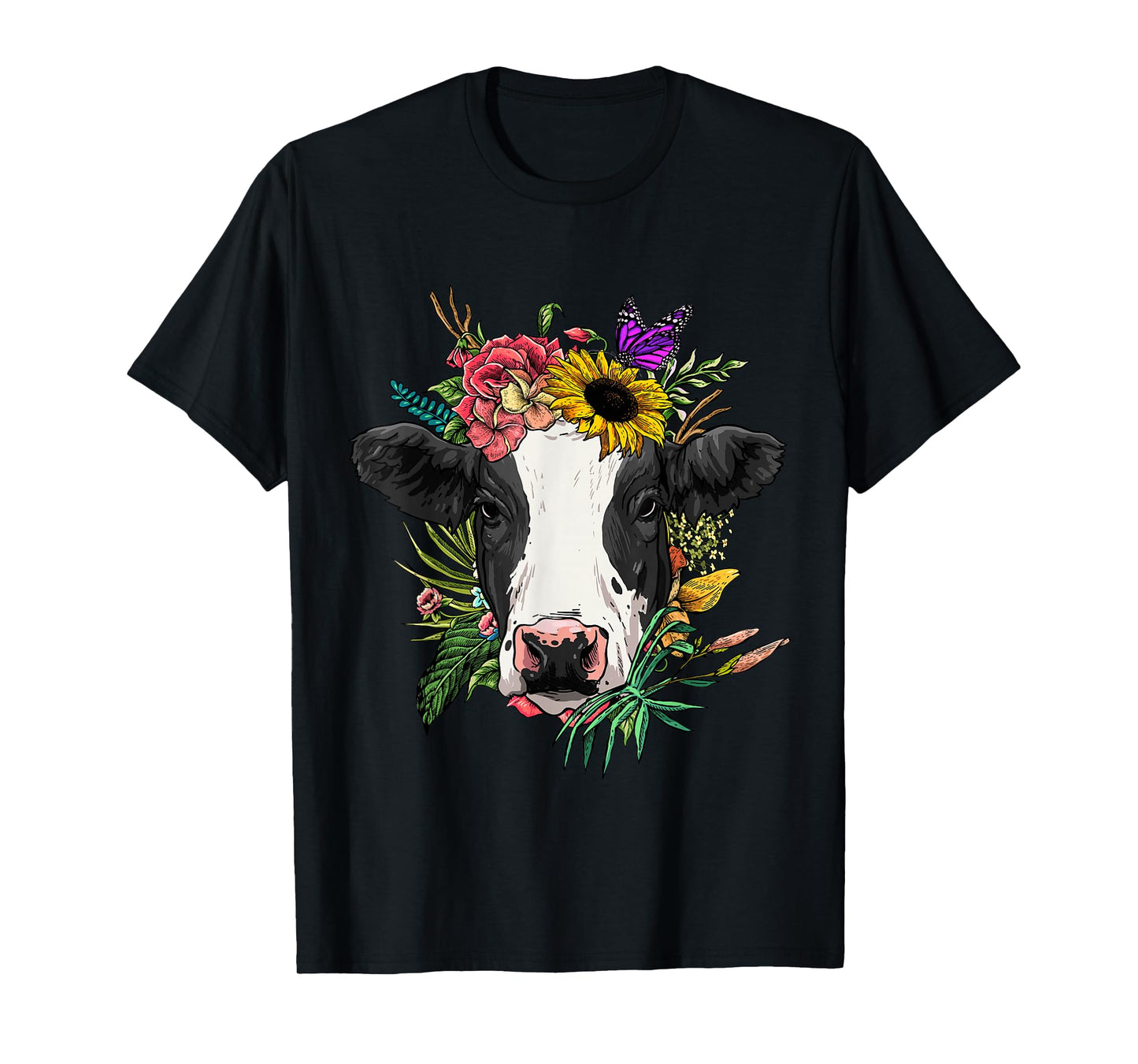Floral Cow Head Spring Nature Lovers Farmer T-Shirt