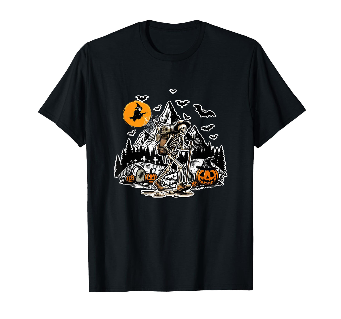 Skeleton Hiking Halloween Costume Sports Lover Family T-Shirt