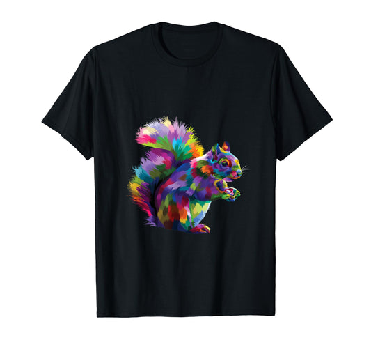 Cute Rainbow Squirrel Vibrant Forest Squirrel Tribute T-Shirt