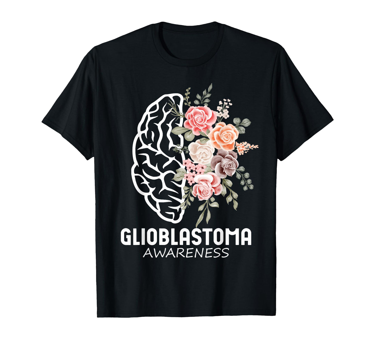 Glioblastoma Awareness Brain Floral Art Awareness Support T-Shirt