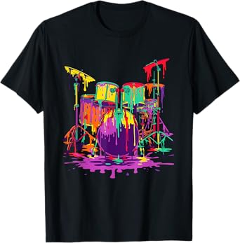 Melting Pop Art Drum Set Funny Drummer Musician Music Outfit T-Shirt