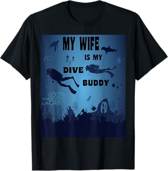 Scuba Diving Wife is my Buddy, Underwater Diver Mask T-Shirt