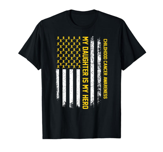My Daughter is My Hero Childhood Cancer Awareness Ribbon T-Shirt